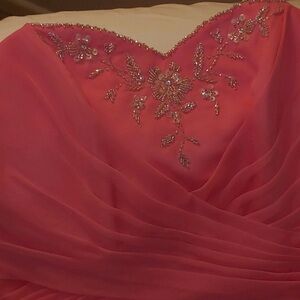 Elegant coral/pink Embellished Women's Gown